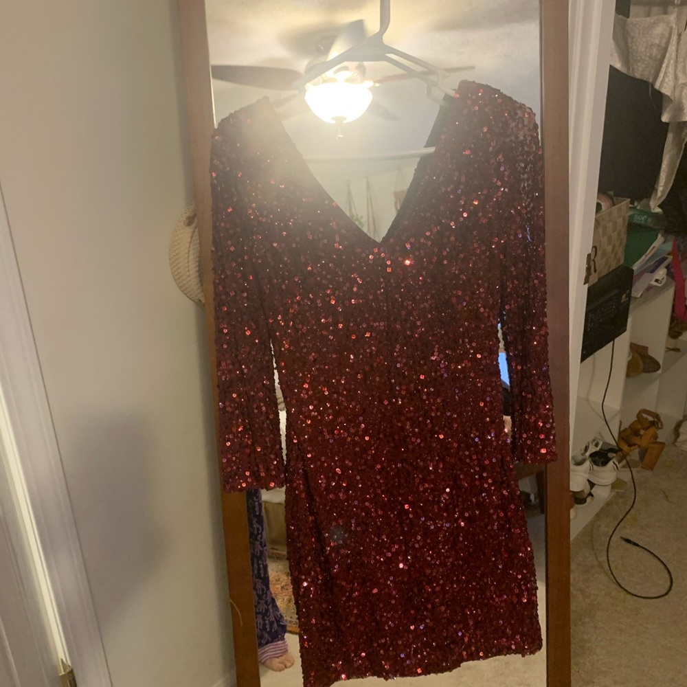 Maroon sequin formal dress
